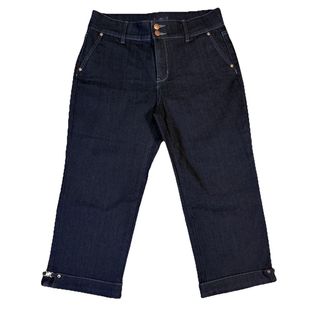 NYDJ Womens 10 Crop Jeans Lift Tuck Technology Rhinestone Embellished Cuff USA